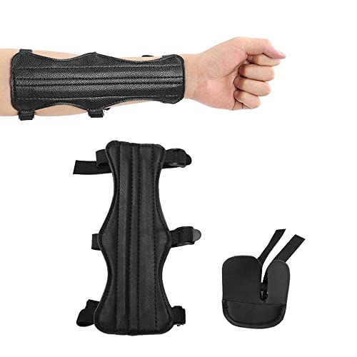 CJBIN 1 PCS Protectores de Brazo de Tiro con Arco, 1 PCS Protección de Tiro con Arco para Dedo de Piel, Proteger el Dedo de Flecha Correa Ajustable para Tiro de Caza para Tiro, Caza, Objetivo