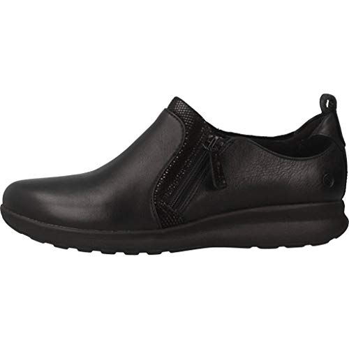 Clarks Un Adorn Zip, Mocasines Mujer, Negro (Black Combi-), 41.5 EU