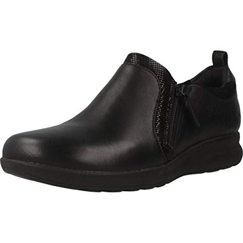 Clarks Un Adorn Zip, Mocasines Mujer, Negro (Black Combi-), 41.5 EU