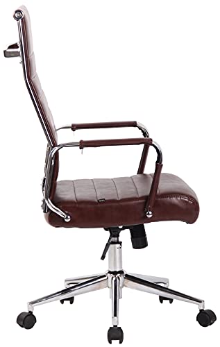 CLP Silla De Oficina Kolumbus En Simil Cuero & Base De Metal con Ruedas I Silla De Escritorio Ergonómica & Regulable En Altura, Color:Burdeos