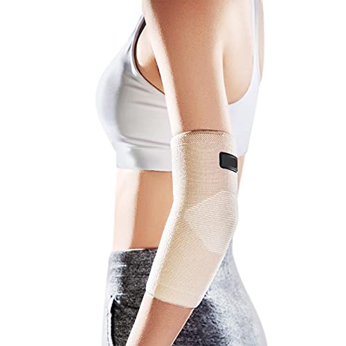 Coderas Epicondilitis Codo de Tenista Manga del Brazo de Compresión para Tendinitis y Artritis, Respirable Coderas Deportivas para Hombre y Mujer para Tenis, Golf, Entrenamiento,Beige,Small