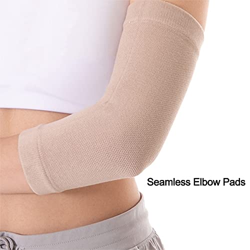 Coderas Epicondilitis Manga de Compresión para Soporte de Codo para Mujeres, Tejido Ligero, Elástico y Transpirable Codo de Tenista Epicondilitis para Tendinitis,Beige,Small