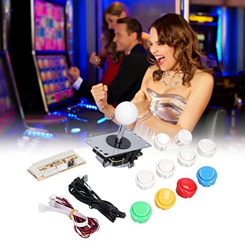 Codificador USB Zero Delay para Juegos de PC, Joystick Blanco, 10 Botones Pulsadores de 5 V Iluminados con LED para Joystick de Arcade, Kits de Bricolaje, Piezas para Consola(Suite Individual-Blanca)