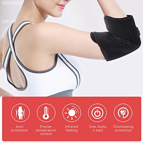 Codo calefactable, codo, terapia térmica, alivio del dolor, almohadilla térmica ajustable para envolver el codo con ajuste de temperatura de 3 niveles, terapia caliente para tendinitis, codo de tenist