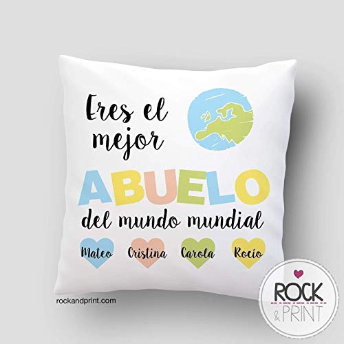 Cojín Abuelo personalizado 40x40 cm. Incluye relleno. Elige el color diseño. Día del Padre, regalo cumpleaños, aniversario. Almohadones originales. Navidad, Reyes Magos. Idea regalo hombre