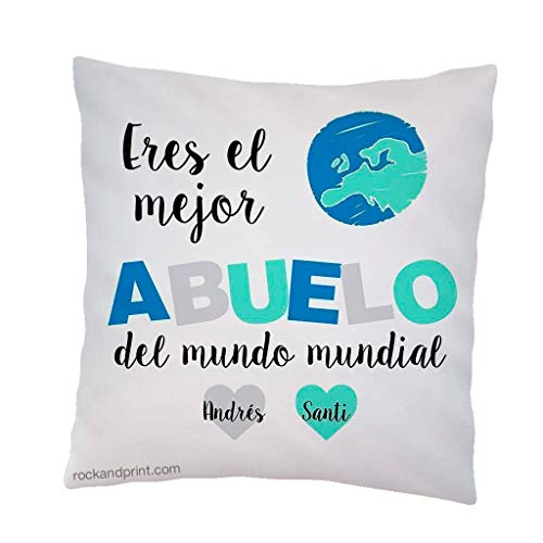 Cojín Abuelo personalizado 40x40 cm. Incluye relleno. Elige el color diseño. Día del Padre, regalo cumpleaños, aniversario. Almohadones originales. Navidad, Reyes Magos. Idea regalo hombre