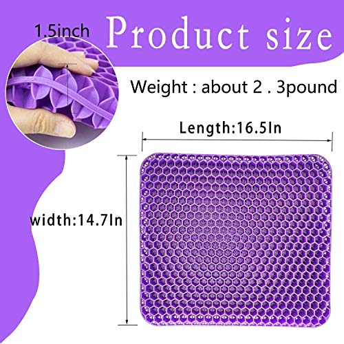 Cojín de Gel Multifuncional, Cojín de Gel para Asiento de Oficina, Cojín Ortopédico, Cojín de Silla de Apoyo Transpirable con Funda Antideslizante, Ideal para Coche, Oficina y Silla de Ruedas(violeta)