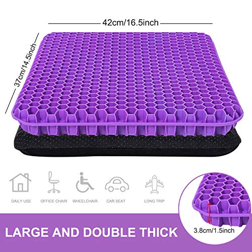 Cojín de Gel para Asiento de Oficina, cojín de Gel para Silla de Oficina, diseño Transpirable para Coche, Oficina, Silla de Ruedas, camión (Morado)