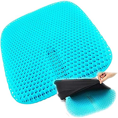 Cojín de gel transpirable con funda de plástico antideslizante y innovador cojín de gel de panal, para oficina, coche, silla de ruedas