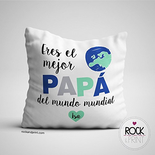 Cojín Papá personalizado 40x40 cm. Incluye relleno. Elige color. Regalo muy especial para día del Padre, Navidad, Cumpleaños, almohadon personalizado original