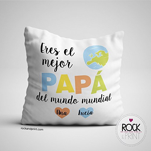 Cojín Papá personalizado 40x40 cm. Incluye relleno. Elige color. Regalo muy especial para día del Padre, Navidad, Cumpleaños, almohadon personalizado original