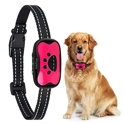 Collar Antiladridos de Perro Recargable para Medianos Grandes Sonido Humano Ajustable y Modo de Vibración para Entrenar Perros Ajuste de Sensibilidad de 7 Niveles - Rosa