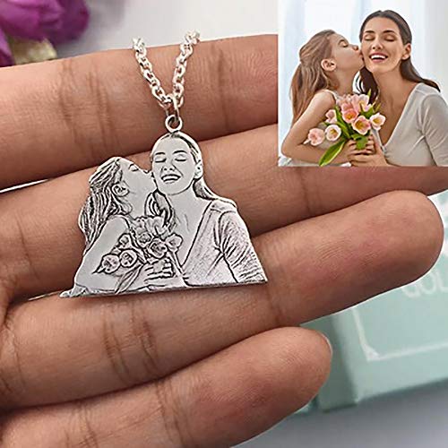 Collar de fotos personalizado chapado en plata con imagen y texto grabado, regalo de recuerdo para los amantes de las mascotas