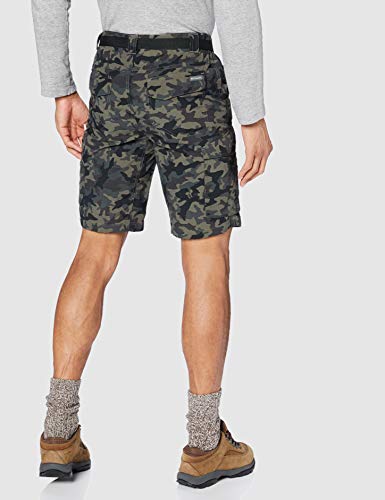 Columbia Silver Ridge, Pantalones cortos cargo de camuflaje, Hombre, Negro (Black Camo), Talla W32/L10