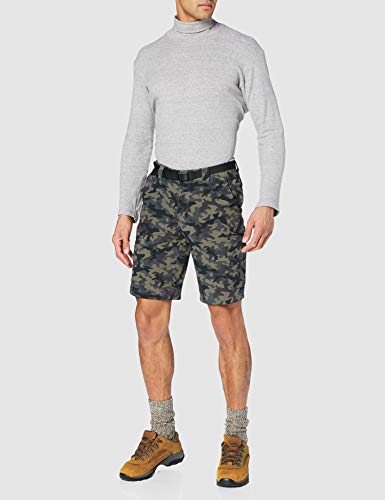 Columbia Silver Ridge, Pantalones cortos cargo de camuflaje, Hombre, Negro (Black Camo), Talla W32/L10