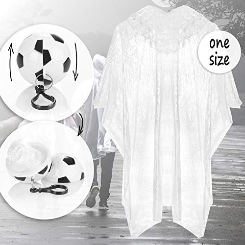 com-four® 3X Poncho de Lluvia con balón de fútbol - Poncho de Emergencia desechable para conciertos, estadios y Caminatas