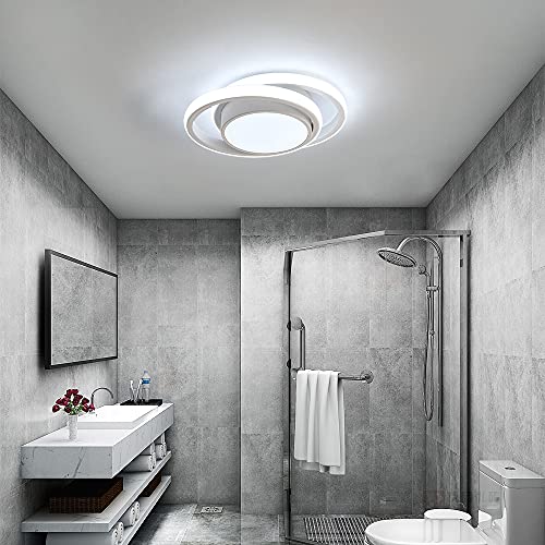 Comely Plafon Led Techo, 32W Moderna Lámpara de Techo LED, 2500LM Blanco Frío 6000K, Redondo Luz de Techo del para Corredor Baño Cocina Sala de Estar Dormitorio Pasillo, Largo 28cm