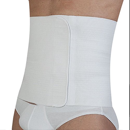 ComfortMed Faja lumbar unisex de algodón, banda elástica postoperatoria y postparto, faja abdominal y lumbar para dar calor, regulable, con cierre de velcro (blanca, talla 3)