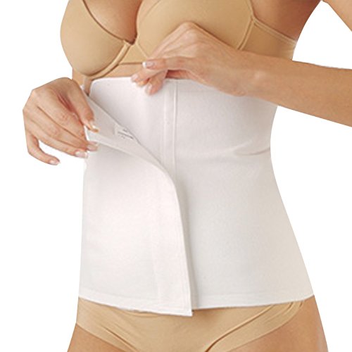 ComfortMed Faja lumbar unisex de algodón, banda elástica postoperatoria y postparto, faja abdominal y lumbar para dar calor, regulable, con cierre de velcro (blanca, talla 3)