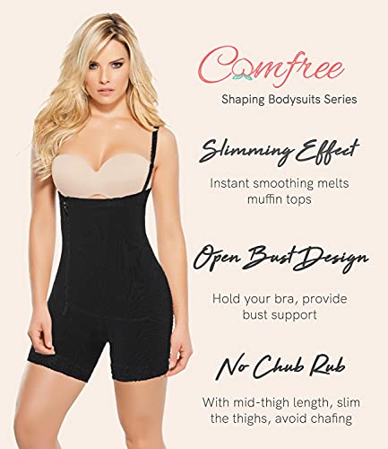 COMFREE Bodies Moldeadores Busto Abierto Faja Reductora Abdomen Body Reductor Sin Costuras Lencería Moldeadora Cómodo Cremallera Body Shaper Adelgazantes Elástico Shapewear para Mujer Negro 3XL