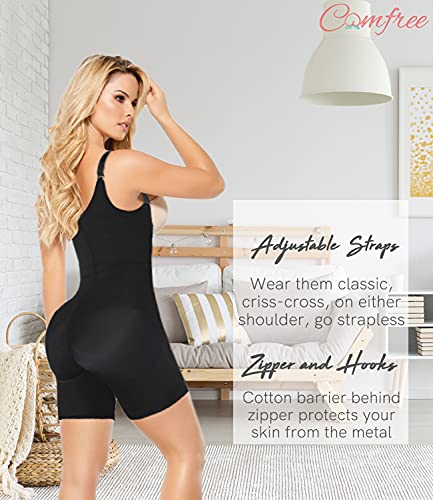 COMFREE Bodies Moldeadores Busto Abierto Faja Reductora Abdomen Body Reductor Sin Costuras Lencería Moldeadora Cómodo Cremallera Body Shaper Adelgazantes Elástico Shapewear para Mujer Negro 3XL