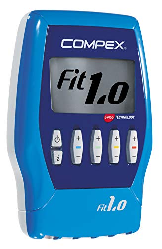 Compex Fit 1.0 Electroestimulador, Unisex, Azul + Pack de electrodos Easysnap Performance 5 x 10 cm - 2 Unidades