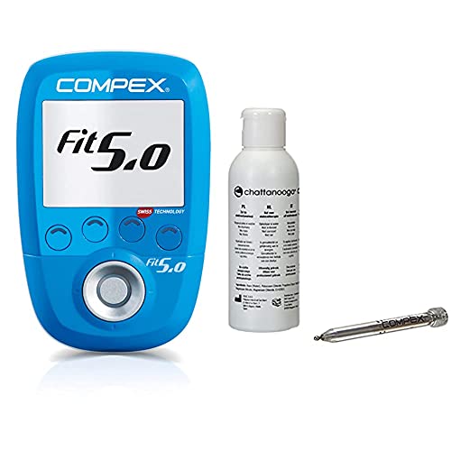 Compex Wireless Fit 5.0 Electroestimulador, Unisex, Azul + Motor Point - Lápiz de Punto Motor, Plateado, Standard