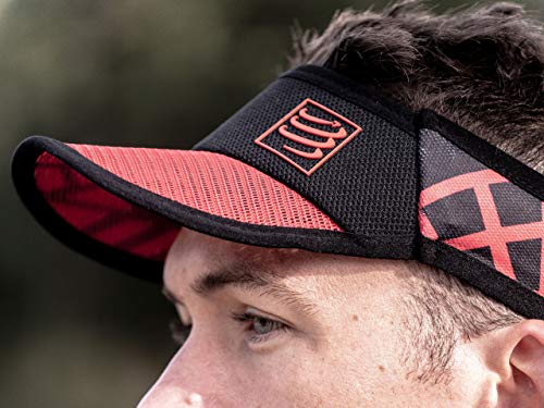 COMPRESSPORT - Visera para Correr en Rojo/Negro - Spiderweb Ultralight Visor - Ultraligero y Altamente ventilado - Fibras de Secado rápido, Talla Unica