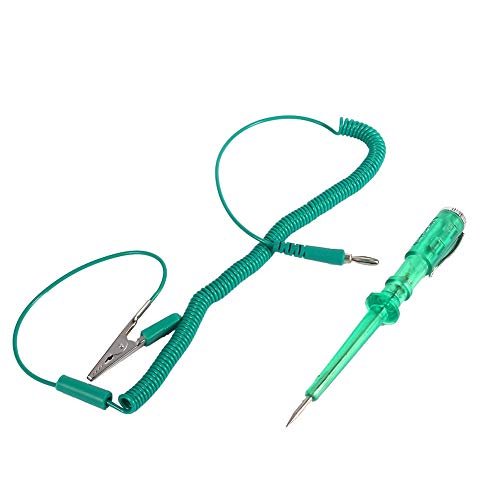 Comprobador de fusibles coche, DC 6V 12V 24V probador de circuitos, circuito eléctrico, lápiz de prueba con cable de bobina y lámpara de prueba (Verde)