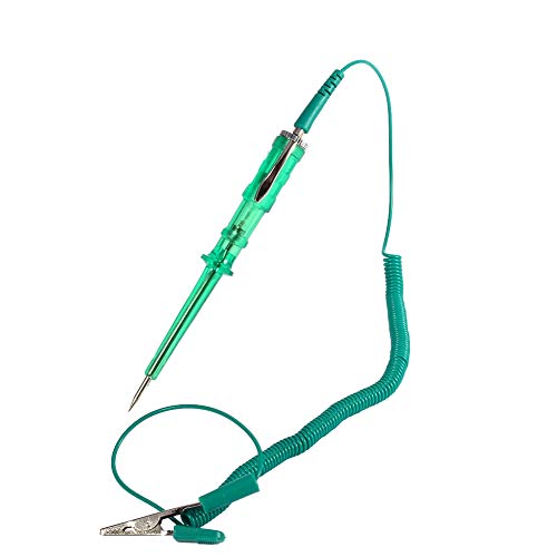 Comprobador de fusibles coche, DC 6V 12V 24V probador de circuitos, circuito eléctrico, lápiz de prueba con cable de bobina y lámpara de prueba (Verde)