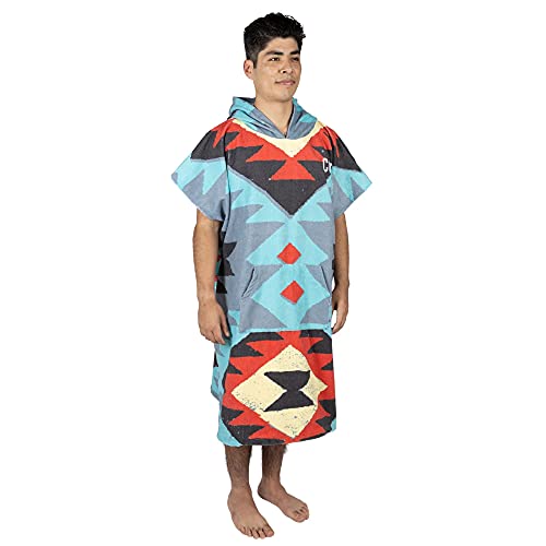 Cor Surf Poncho Cambiador de Toalla con Capucha y Bolsillo Delantero, se dobla como Toalla de Playa y Manta, Hecha de Microfibra de Secado rápido, para Adultos (Tribal-Tech)