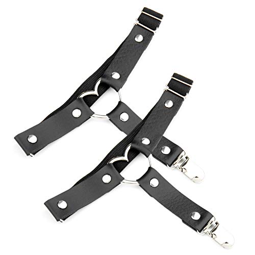 Corazon gótico Anillo de la Pierna, Comius Sharp 2 PCS Ajustable Elástica Pierna Arnés Cinturón Punk Gótico,de piel sintética con en forma de corazón para, Suspender con Clips de Metal - Negro