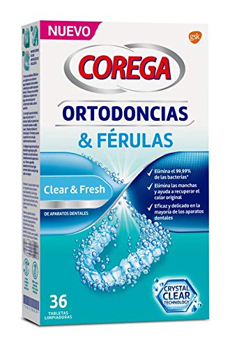 Corega Tabletas Limpiadoras para Férula Dental y Ortodoncia, Limpieza Rápida y Fácil de Usar, 36 Tabletas