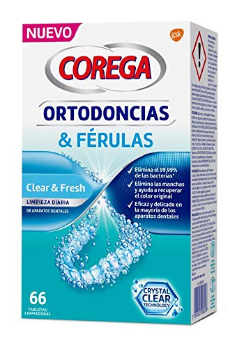 Corega Tabletas Limpiadoras para Férula Dental y Ortodoncia, Limpieza Rápida y Fácil de Usar, 66 Tabletas