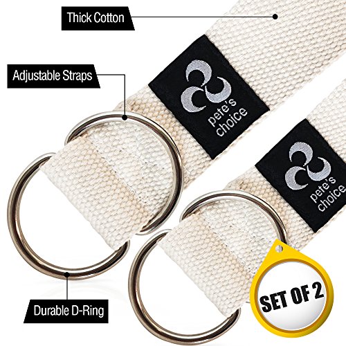 Correa de Yoga Ajustable de 2,4 m – 2x Pack I Incluye eBook I Correa de Estiramientos con Hebilla en D para Pilates Gimnasio Fitness I Ideal para Estiramientos, Yoga Strap