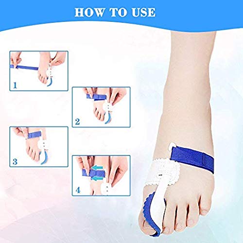 Corrector de juanetes y kit de mangas protectoras de alivio ajustable Hallux Valgus, dedo martillo, separadores de dedos de las articulaciones de los dedos de los pies 8 piezas