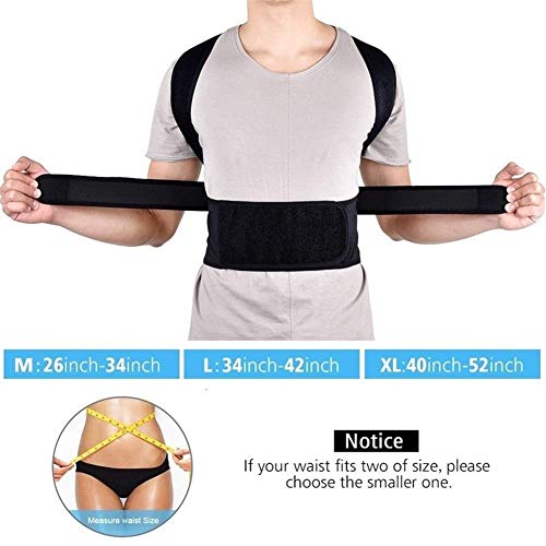 Corrector de postura Espalda para hombres y mujeres Soporte de postura de espalda Soporte de clavícula Deje de encorvarse y encorvarse Entrenador de espalda ajustable (Color: Negro, Tamaño: Medio)