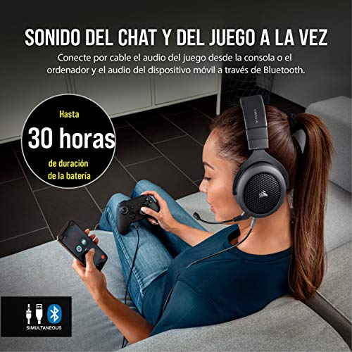 Corsair HS70 Bluetooth Auriculares Diadema Negro Conector de 3,5 mm USB Tipo C