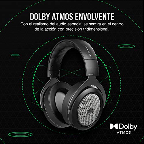 Corsair HS75 XB Wireless Auriculares para Juegos para Xbox One y Xbox Series X (Conéctese Instante sin Adaptador Inalámbrico, Audio Dolby Atmos Envolvente, Micrófono Unidireccional) Negro