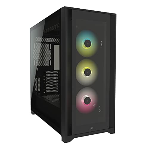 Corsair iCUE 5000X RGB Chasis Inteligente para PC ATX Semitorre con Cristal Templado (Cuatro Paneles Cristal Templado, Sistema de Gestión del Cableado RapidRoute, Tres Ventiladores RGB 120 mm) Negro