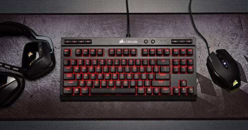 Corsair K63 - Teclado mecánico Gaming (Cherry MX Red, retroiluminación LED roja, QWERTY Español), Negro, 36.05 x 4.09 x 17.09 cm