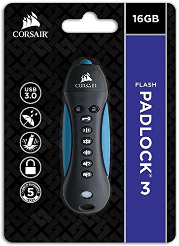 Corsair Padlock 3 16GB Unidad Flash USB USB Tipo A 3.0 (3.1 Gen 1) Negro, Azul - Memoria USB (16 GB, USB Tipo A, 3.0 (3.1 Gen 1), Tapa, 150 g, Negro, Azul)