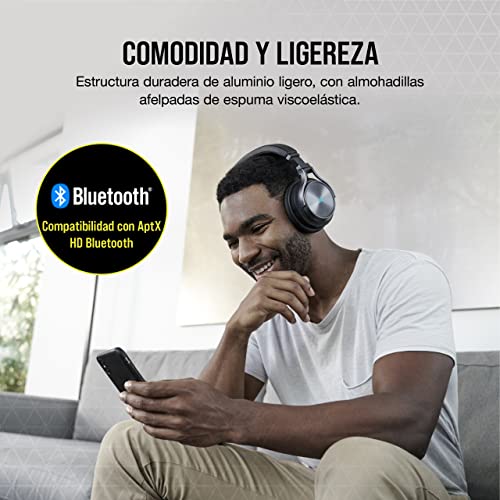 Corsair VIRTUOSO RGB WIRELESS XT Cuffie Auriculares de Alta Fidelidad para Juegos con Audio Espacial (Conexiones Inalámbricas Dobles, PC, PS5, Xbox Series X|S, Nintendo Switch Compatibilidad) Pizarra