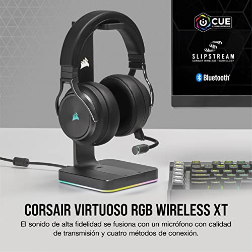 Corsair VIRTUOSO RGB WIRELESS XT Cuffie Auriculares de Alta Fidelidad para Juegos con Audio Espacial (Conexiones Inalámbricas Dobles, PC, PS5, Xbox Series X|S, Nintendo Switch Compatibilidad) Pizarra