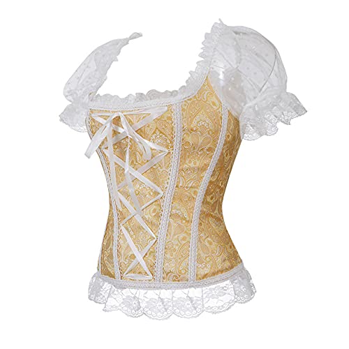 Corset Corsé Mujer Sexy Bride Corsets Bustiers Gothic Lace Up Chaleco De Halloween Overbust Corsets Correas De Hombro Body Shapewear Corselet-8108_Blzck_XL