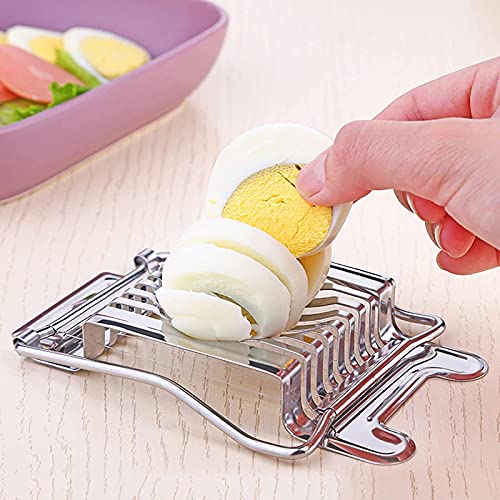 Cortador de huevos de acero inoxidable multifuncional for huevos de corte limpios y precisos,hilo de corte de acero inoxidable tensado por separado for cortar huevos cocidos y fresas ( Size : 14x9cm )