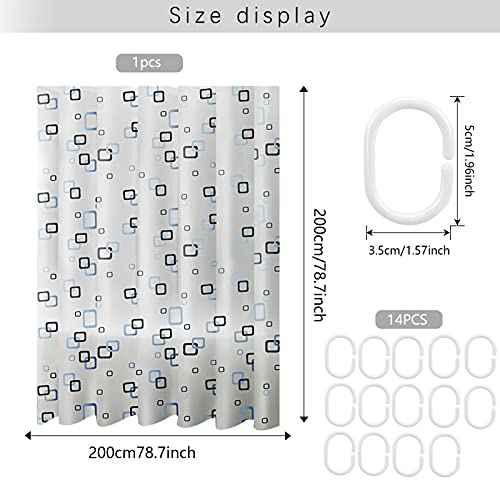 Cortina de Ducha Impermeable, 200 x 200 cm Cortina de Ducha antimoho Cortina Bañera Cortina de Ducha para baño con 14 Ganchos, para Ducha o bañera en el hogar (2)