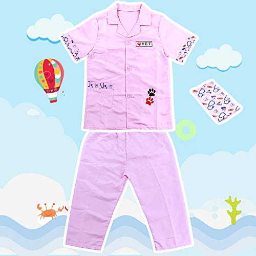 Cosplay Disfraz Bata Medico Juguetes Montessori Juego de rol de Médico de Regalos Disfraz para Enfermeras Niña Niño 3 4 5 6 Años (3PCS)