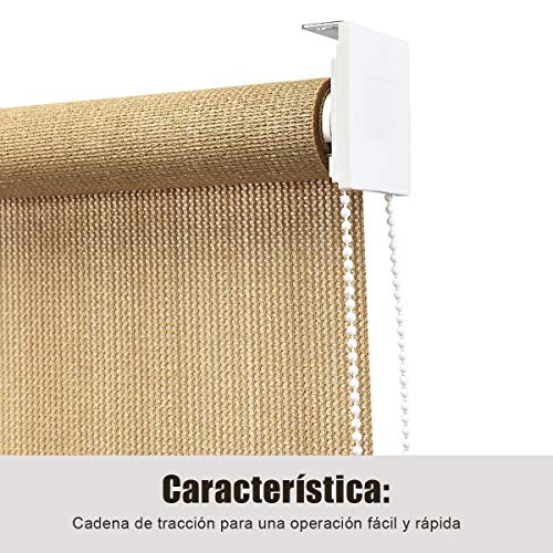 COSTWAY Persiana Opaca Toldo Enrollable con Cadena/ Protección Solar/Pantalla de Privacidad para Terraza Patio Oficina (Beige, 181x181cm)