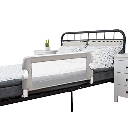 COSTWAY Riel de Cama Plegable Barandilla para la Cama Protección para Bebé Barrera de Cama para Cama Individual/Cama Matrimonial (105x42cm, Gris)